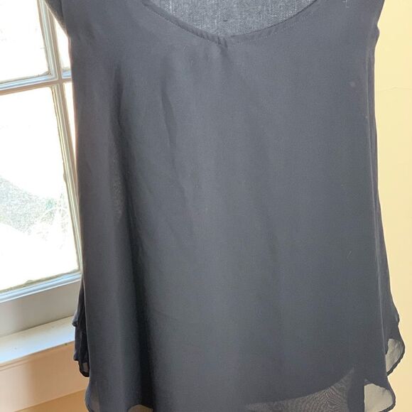 Jennifer Lopez black flowing chiffon lined tank with draped detail size small - Picture 5 of 7
